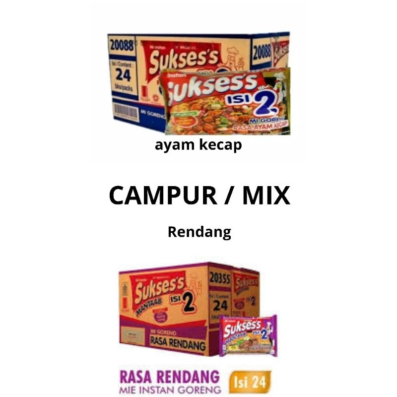 

mie sukses isi 2 1dus mix 2 rasa campur rasa