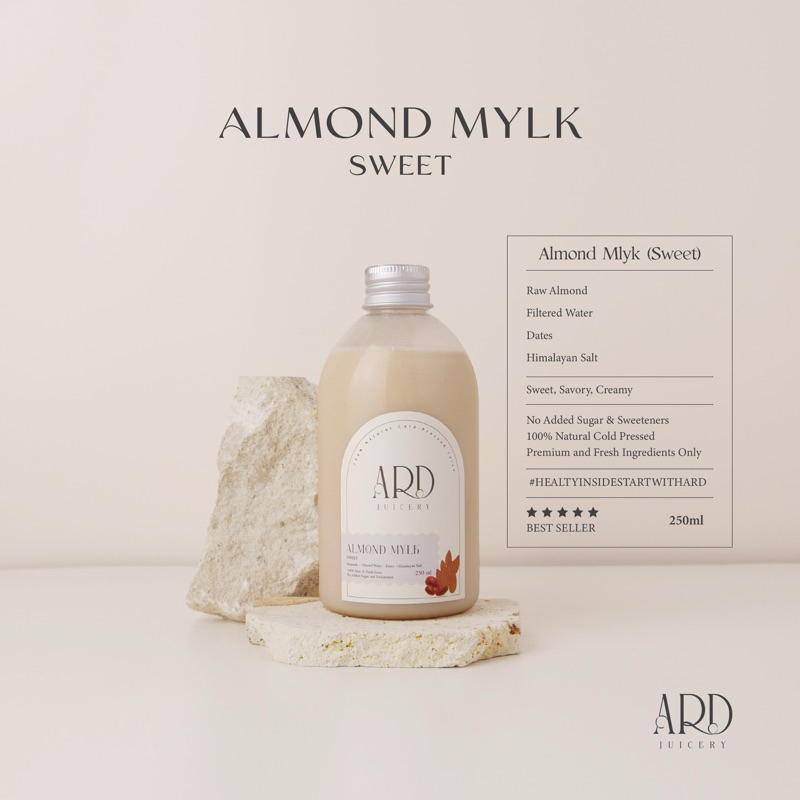 

ALMOND MYLK SWEET 250ML - Almond Milk Susu Almond Kurma Fresh Homemade by ARD Juicery - ASI BOOSTER