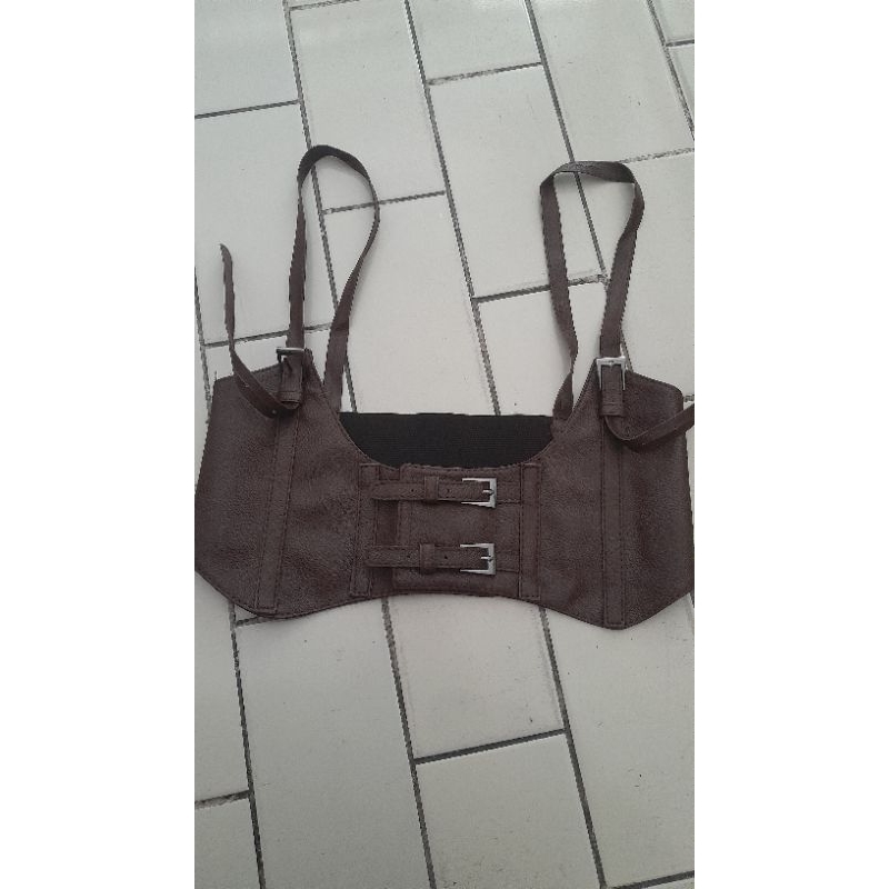preloved obi belt coklat gesper