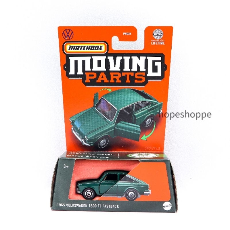 Matchbox Moving Parts 1965 Volkswagen 1600 TL Fastback Diecast Mobil Original Mattel