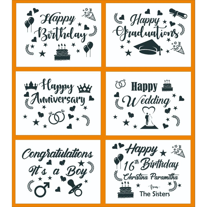 

Sticker / stiker papan ucapan atau balon PVC Happy Birthday / Congratulation / Graduation Anti Air