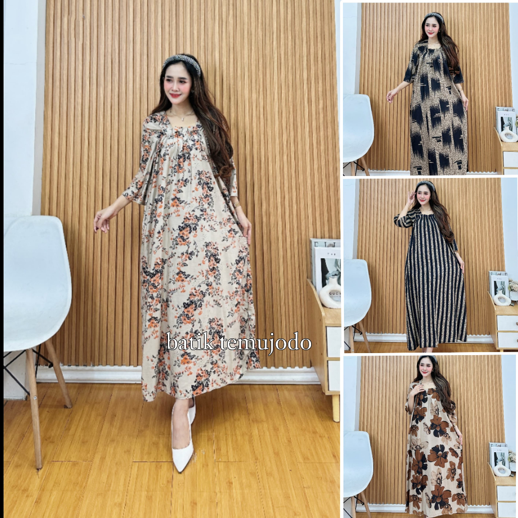 Batiktemujodo - Daster Fuji Rayon Lengan Panjang Karet Dada