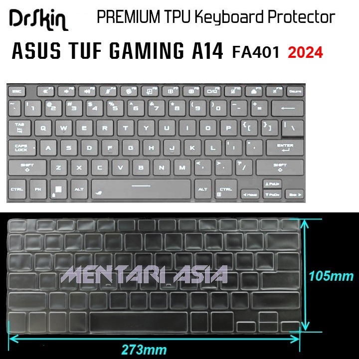 Keyboard Protector ASUS TUF Gaming A14 FA401 2024 - DrSkin PREMIUM TPU Clear