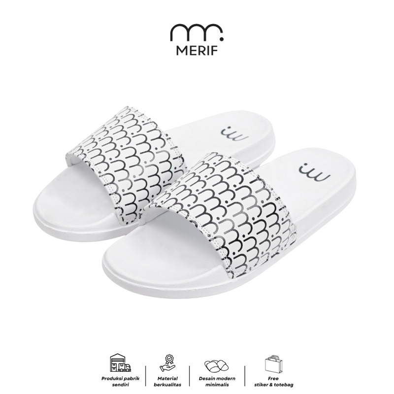 MERIF - Sandal Slide Pria Wanita Putih Sendal Kekinian Trendy Clouds