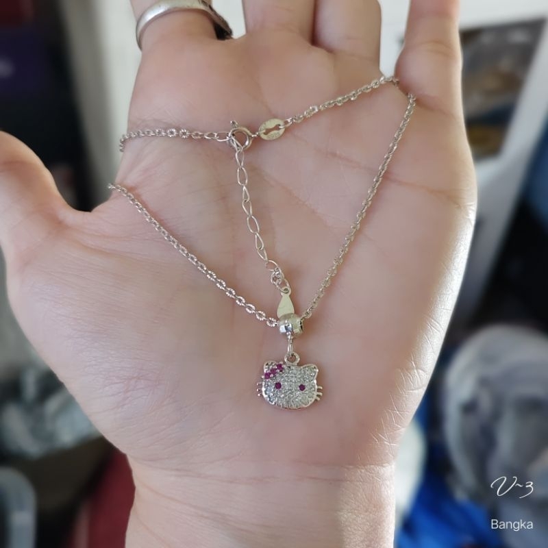 SECOND Kalung Rantai Koyek Helokity Full Batu Anak -+35Cm Perak Krum 925 SECOND