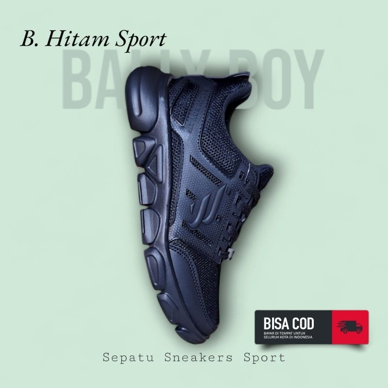 Sepatu Hitam Putih Pria Wanita Sepatu Sneaker Sepatu Skolah Full Black Hitam Polos