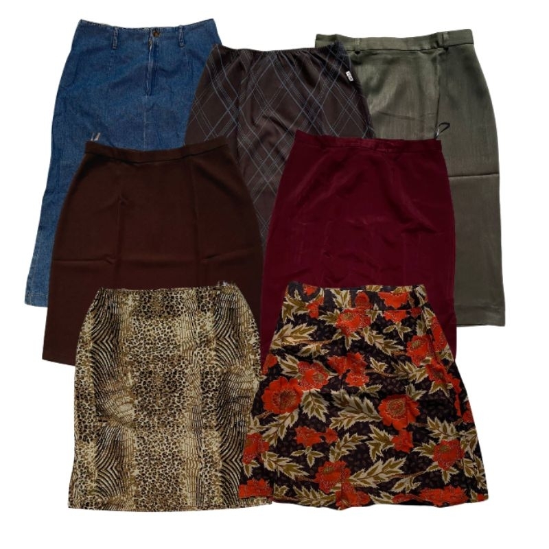 mini skirt / rok mini blazer jeans denim polos motif macan bunga garis