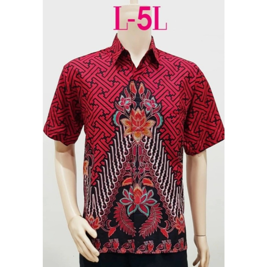 Baju Batik Pria Merah Batik Jumbo Kemeja Merah Pria Seragam Batik Merah