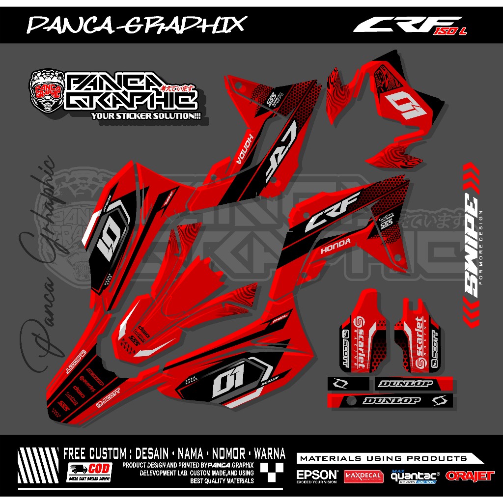 DECAL CRF 150 / STIKER CRF /DECAL CRF / HOLOGRAM / FULL BODY BISA CUSTOM NAMA NOMOR SPONSOR