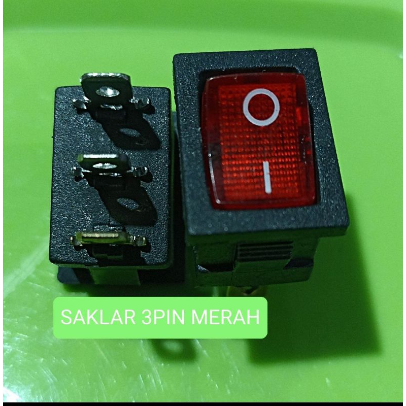 ROCKER SWITCH 3PIN 3 PIN 3 KAKI SAKLAR ON OFF 3 PIN MERAH LED COLOUR