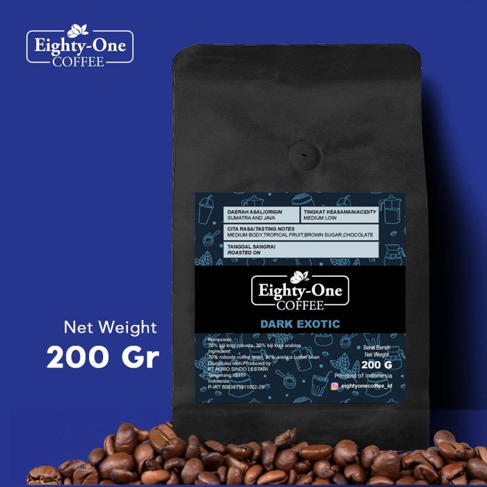 

Dark Exotic Eighty-One Coffee | Kopi Robusta 70%