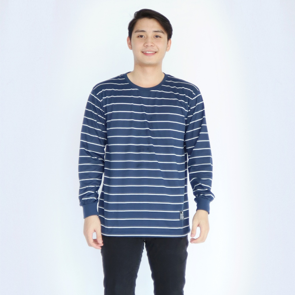 liso wear - Kaos Pria Distro Stripe Lengan Panjang | Kaos Salur | Kaos Belang Garis-garis Polos