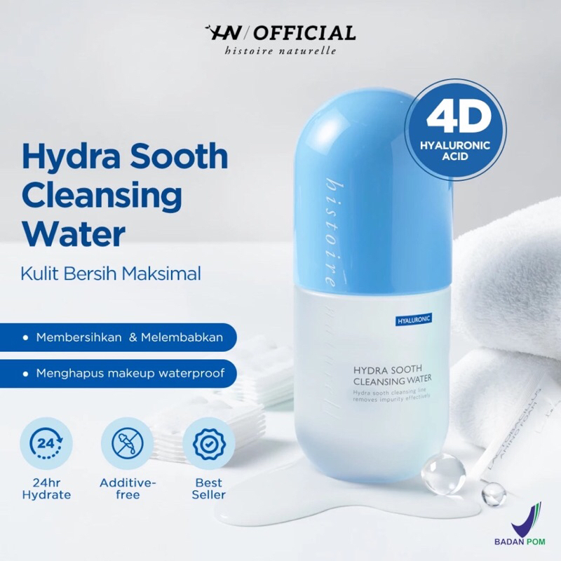 Histoire Naturelle Hydra Sooth Cleansing Water Hyaluronic 500ml - Pembersih Makeup Wajah Micellar Wa