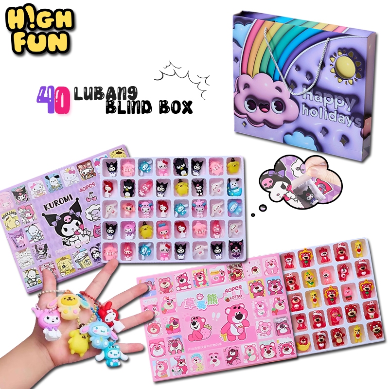 HighFun Keychain Blind Box Gantungan Kunci Kuromi Lotso Surprise Box Lucky Hadiah 40 Holes