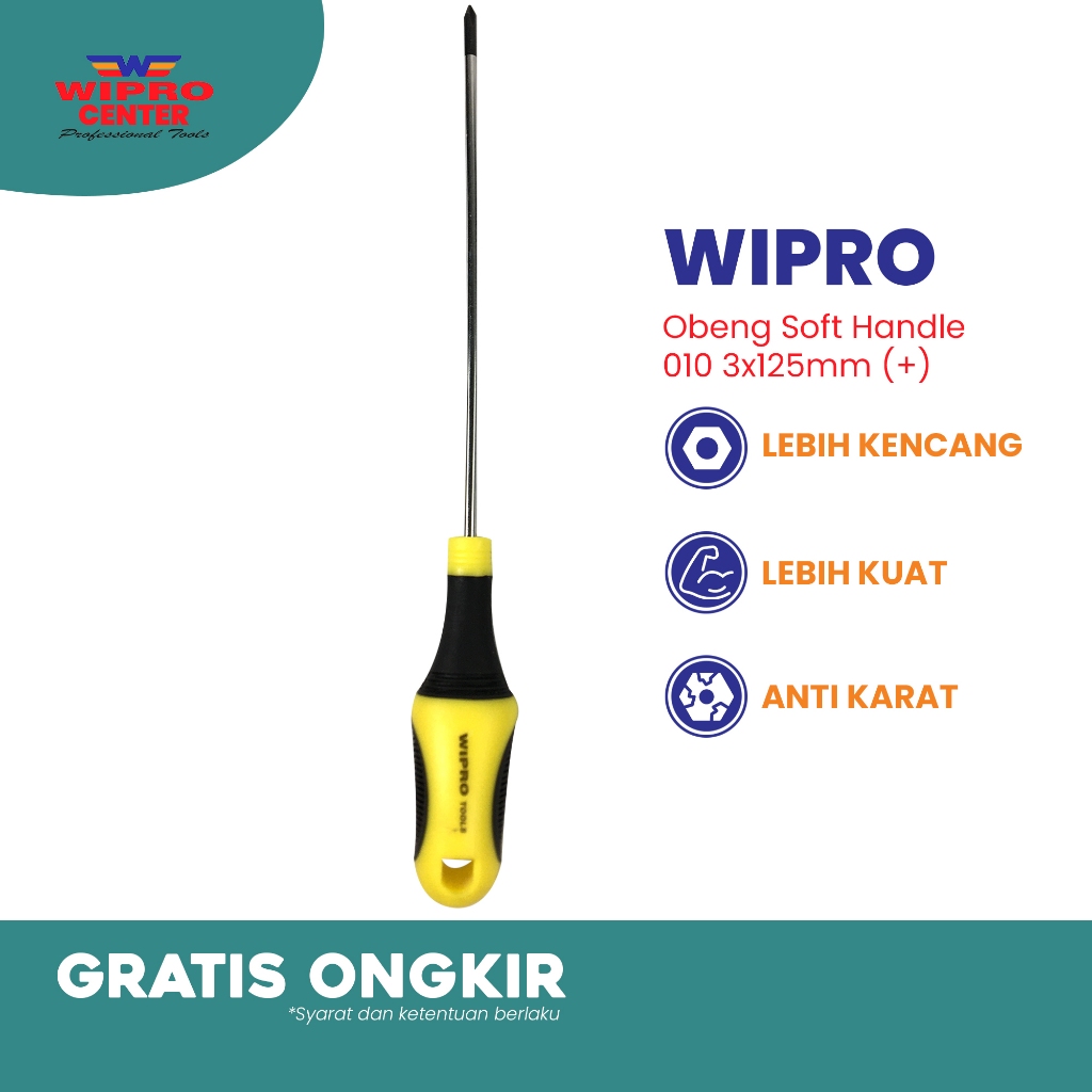 WIPRO 010 Obeng Soft Handle Plus 3 x 125