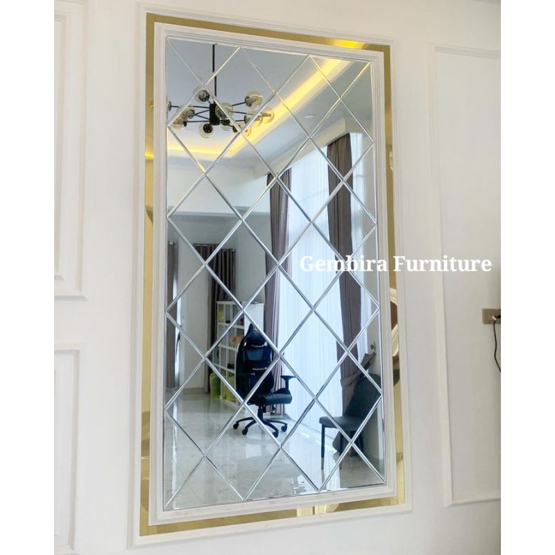 bevel befel cermin molding moulding kaca wall mirror hiasan dinding pajangan gold industrial industr