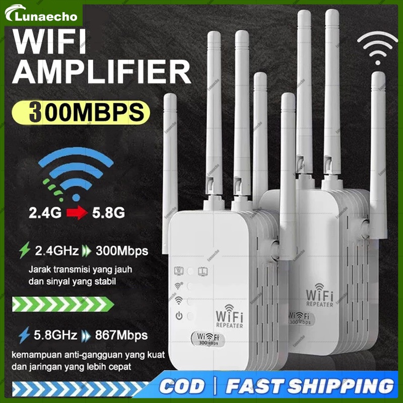 5G Dual Band 4 Antena Wifi Range Extender Router Penguat Sinyal 300M WIFI Repeater Wireless