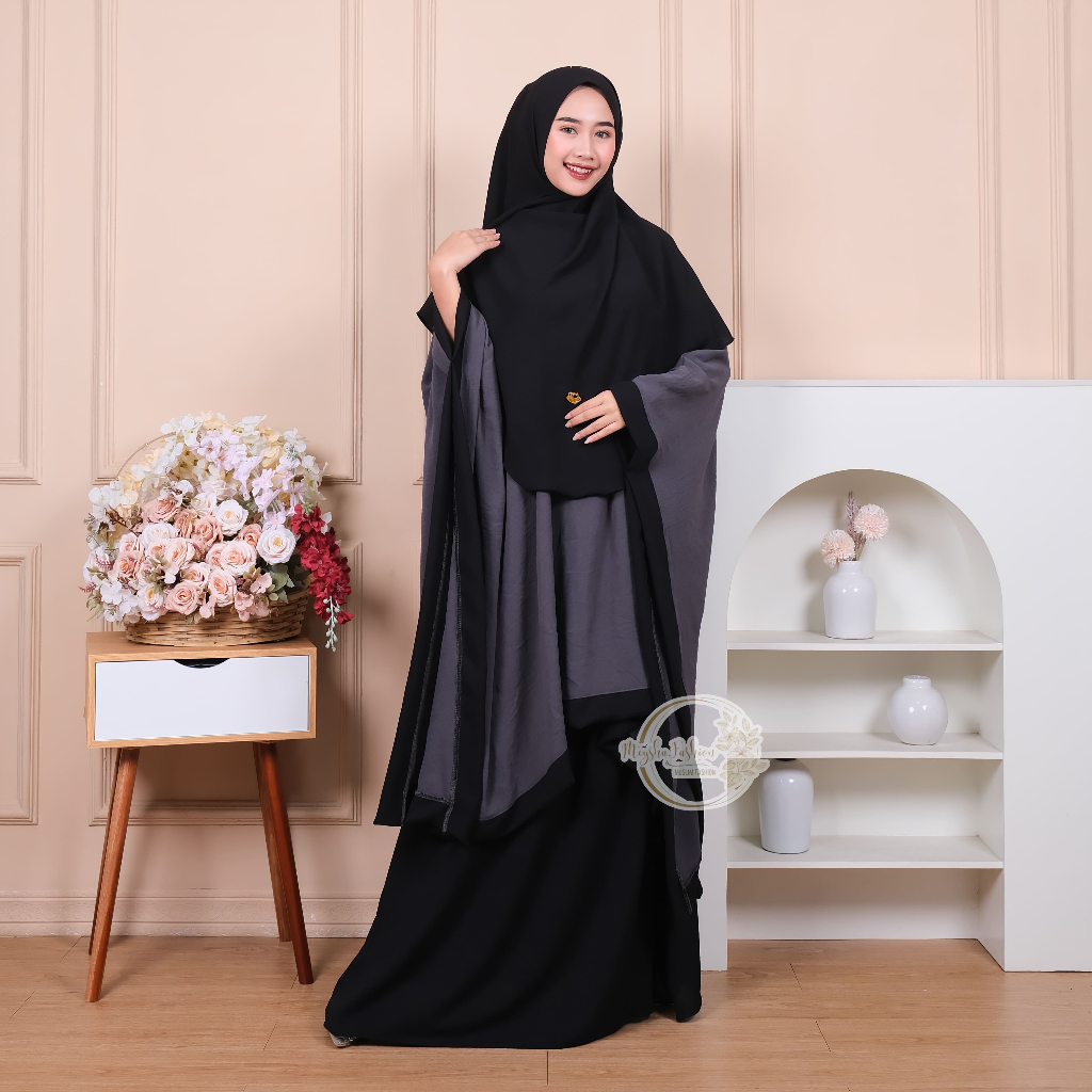 Set Arafah Kaftan Crincle Airflow Premium Pashmina Cadar Abaya - Muslim Wanita