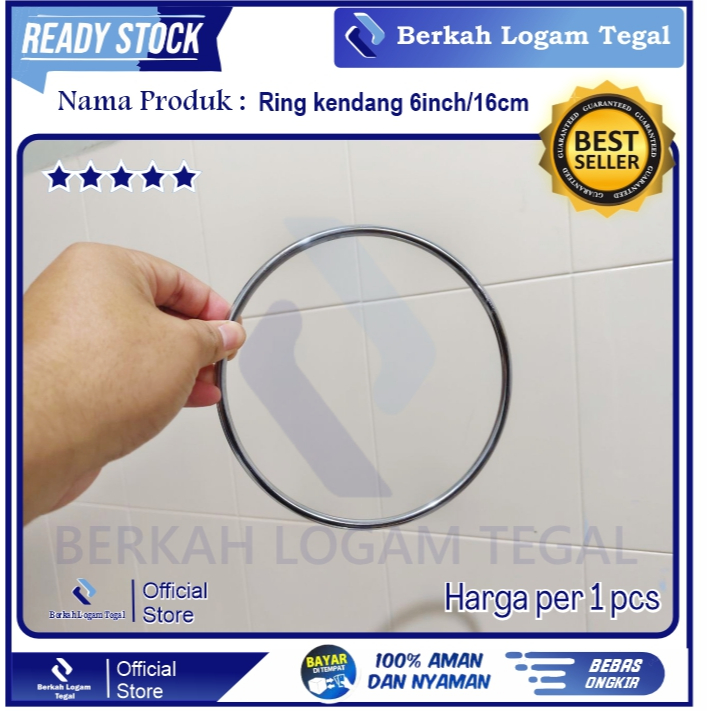 ring tumbuk ring kendang ring ketipung 6inch/16cm full chrome