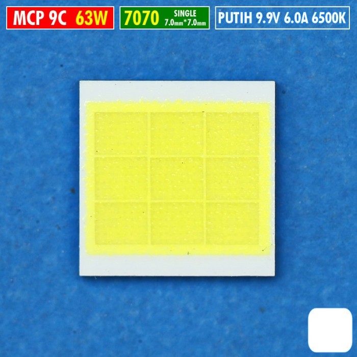 Chip LED 7070 63W 9C Single Putih MCP BiLED Projie RTD AES Voxx UPS 9V