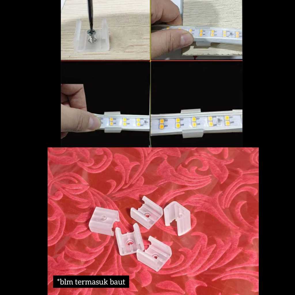 Klem Lampu Led Strip/Selang Bening dan Tutup Led Selang 2835/5050
