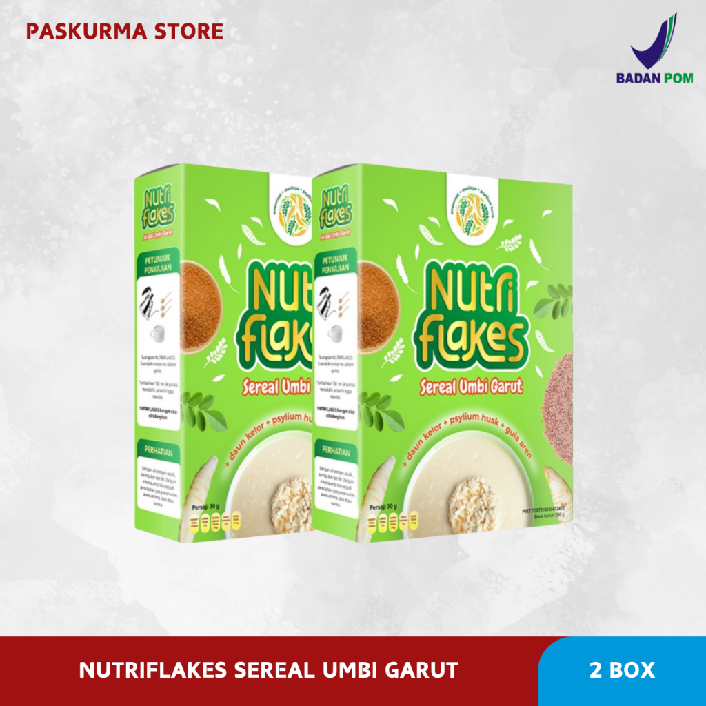 

2 BOX NUTRIFLAKES – SEREAL SEHAT UMBI GARUT ATASI MAAG ASAM LAMBUNG
