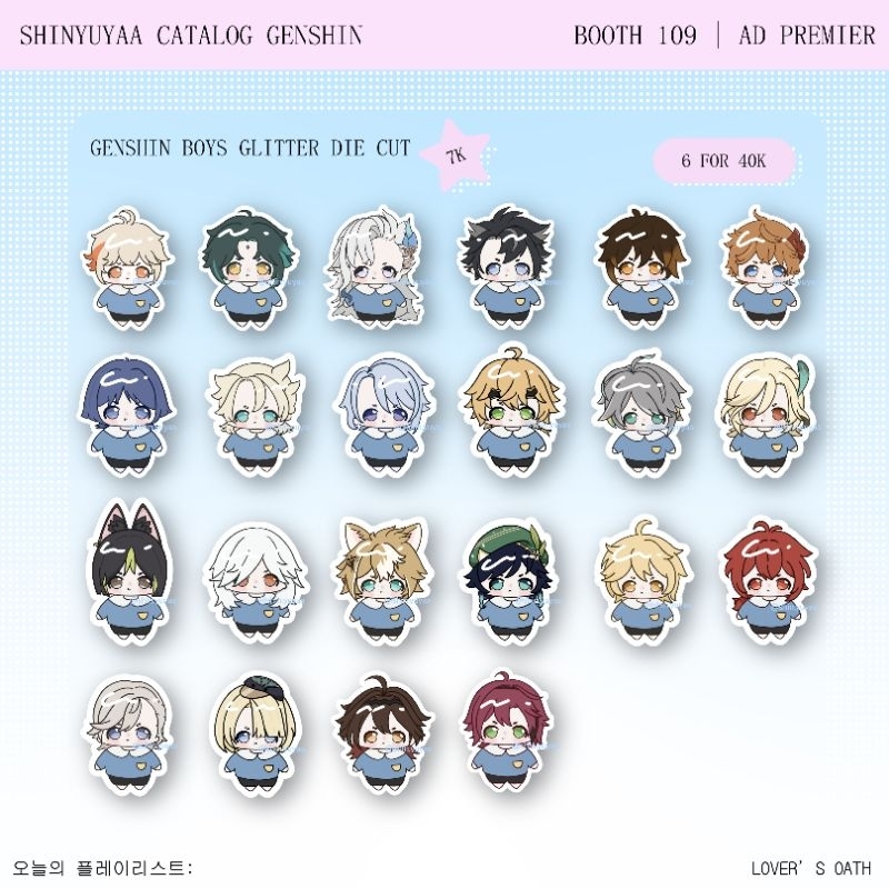 

(MIN BELI 2)[Ready Stock] Genshin Impact children boys ed die cut glitter stickers