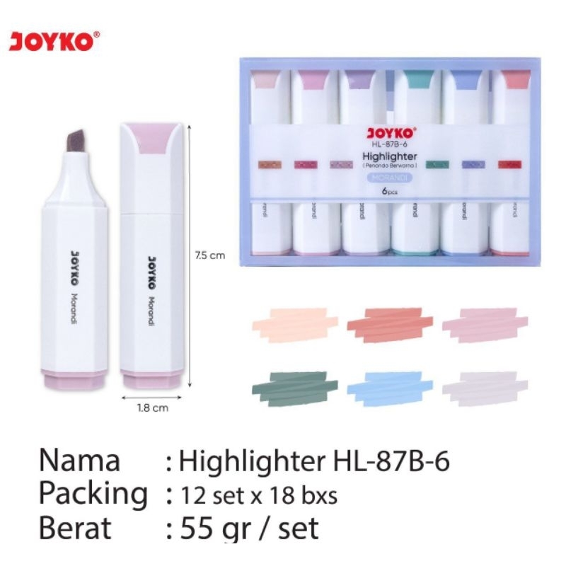 

D3W! (1 Set ) Highlighter Joyko Fancy Mini 6 Warna HL-87A/87B-6