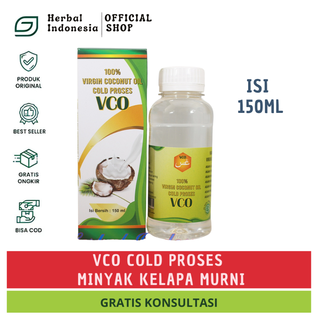 

VCO (Virgin Coconut Oil ) COLD PROSES 150ml | Minyak Kelapa Murni