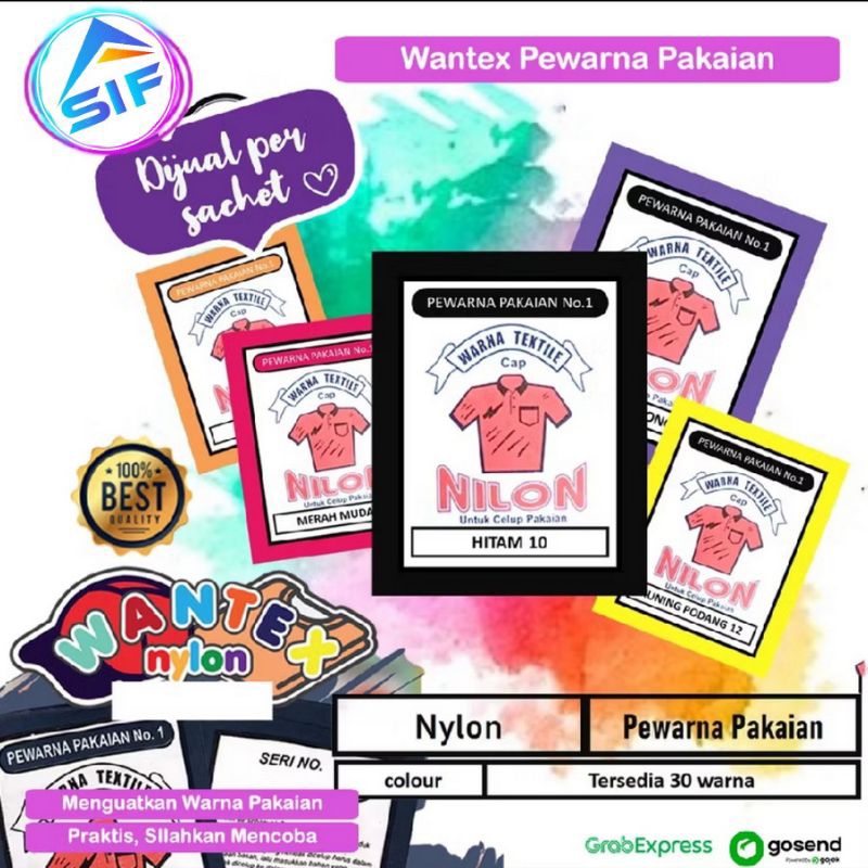 Wantex Pewarna Pakaian Tekstil Kain Jeans Hitam Pekat Biru Putih Warna Warni Wantek Pewarna Baju Lun