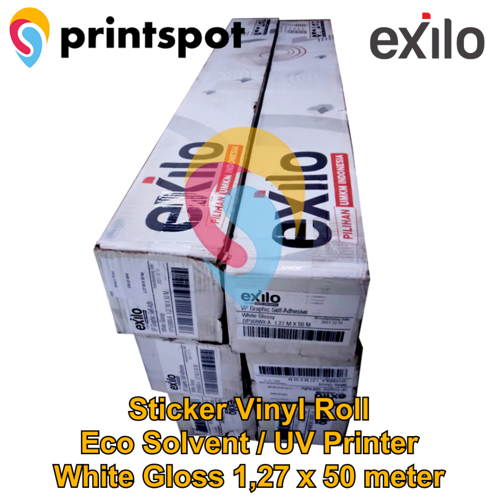 

EXILO Sticker VP68WX Stiker Vinyl Roll Digital Print Eco Solvent / UV Printing / Latex - Indoor/Outdoor 1.27 m x 50 m