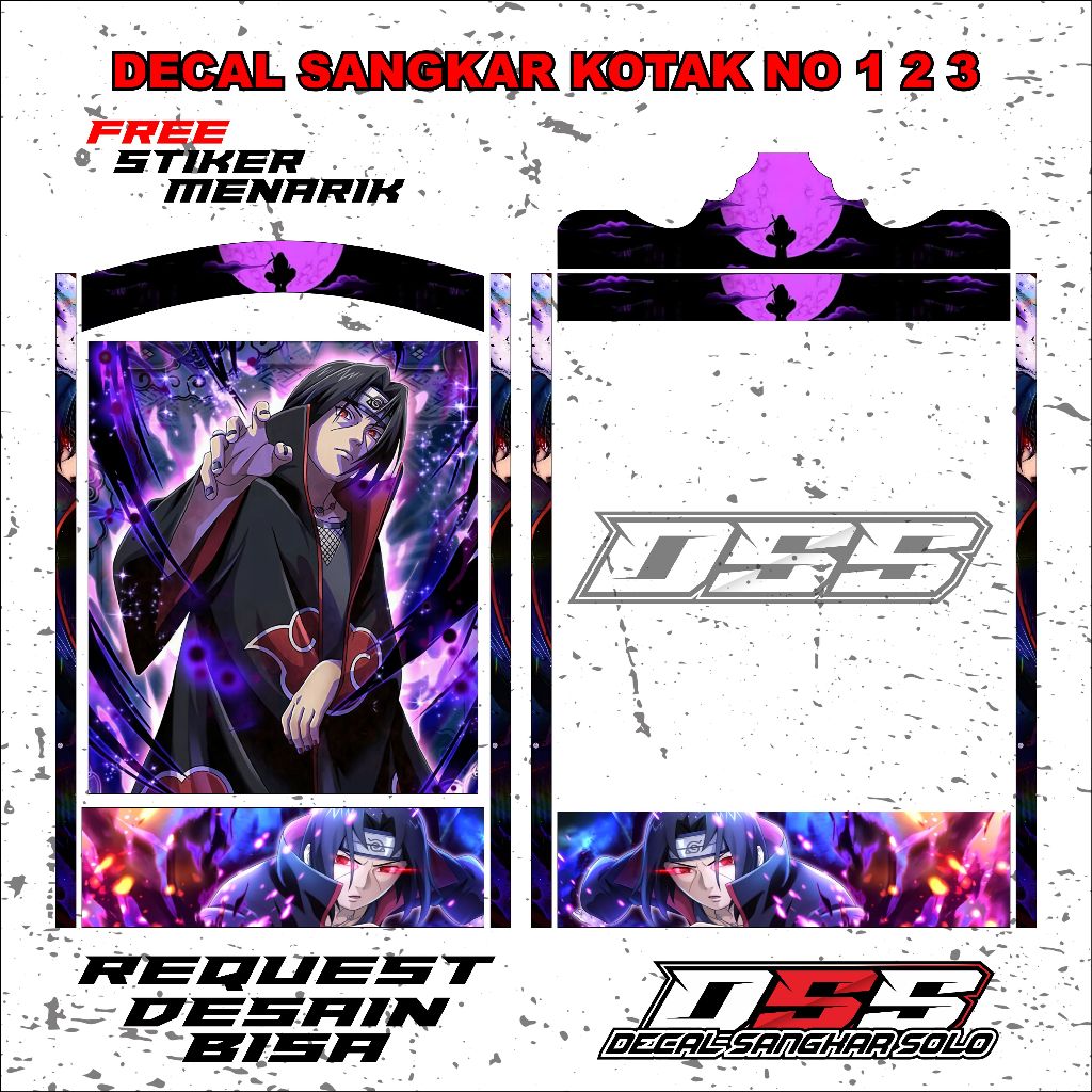DECAL SANGKAR BURUNG KOTAK MOTIF ITACHI NO 1 2 3