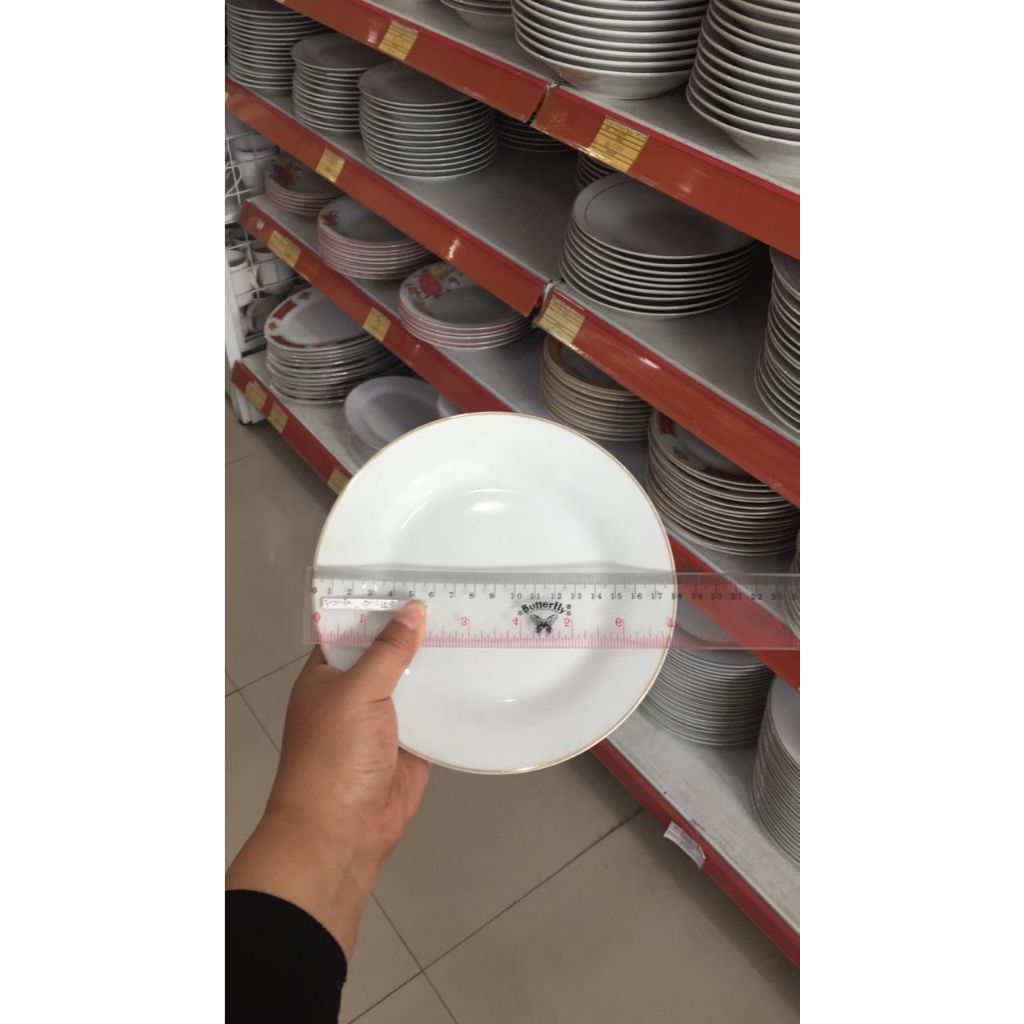 piring ceper 7 inch keramik / piring kue lis emas
