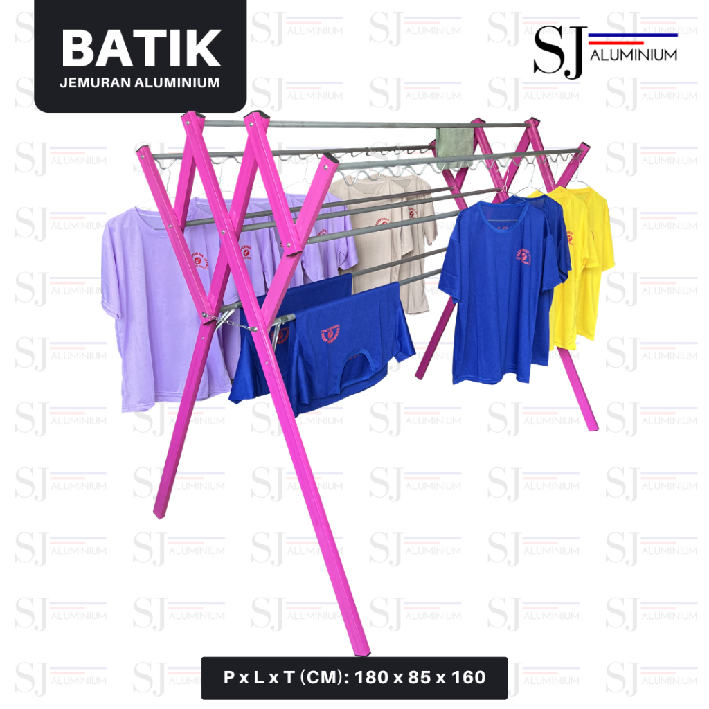 Jemuran BATIK - Jemuran Baju Aluminium - Jemuran Pakaian Aluminium - Jemuran Handuk Lipat - Jumbo 18