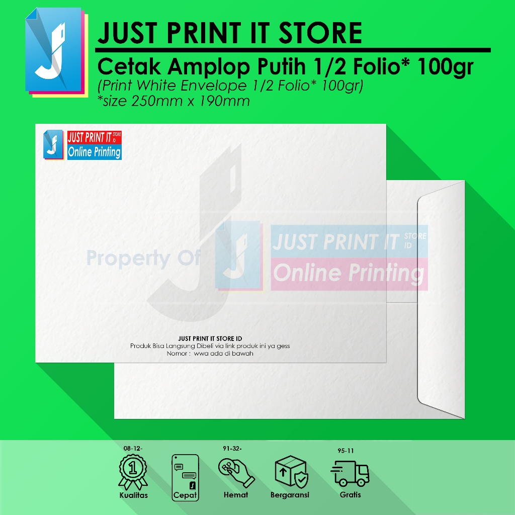 

Print / Cetak Amplop Putih Setengah Folio 100gr