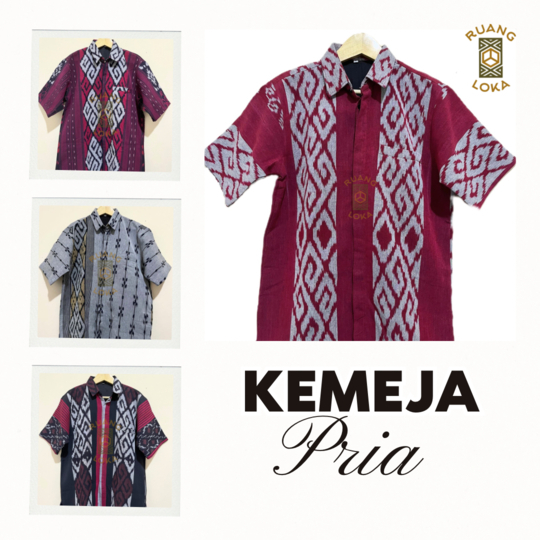 Baju Kemeja Tenun Pria/ Batik Tenun/ Kemeja Pria Lengan Pendek