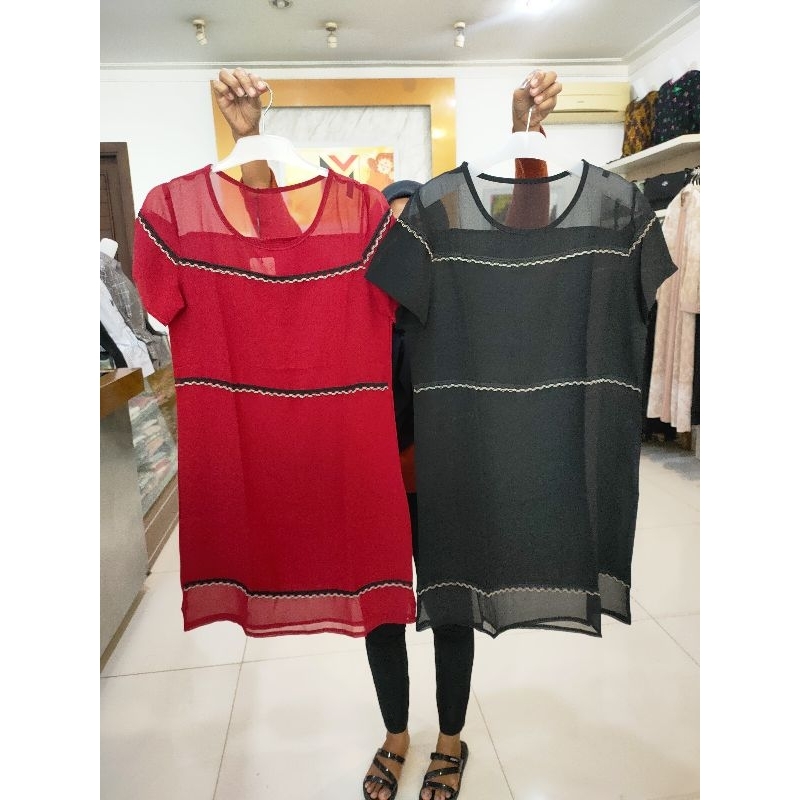 Dress tangan pendek sifon