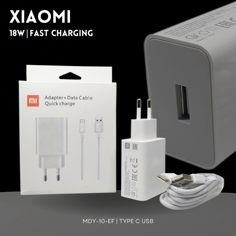 Adapter Charger Xiaomi 18W Fast Charging Type C kabel Original 100%