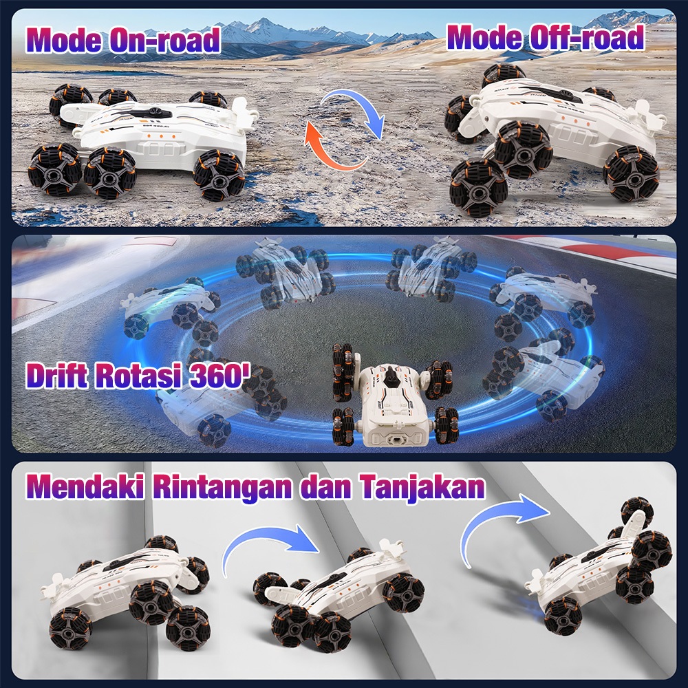 WETECH Semprot RC Drift Car 6 Wheels Spray 4WD Swing Arm Drift Vehicle Mobil Remote Control Drift