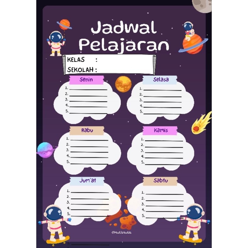 

Jadwal Pelajaran Sekolah erasable (bisa dihapus)