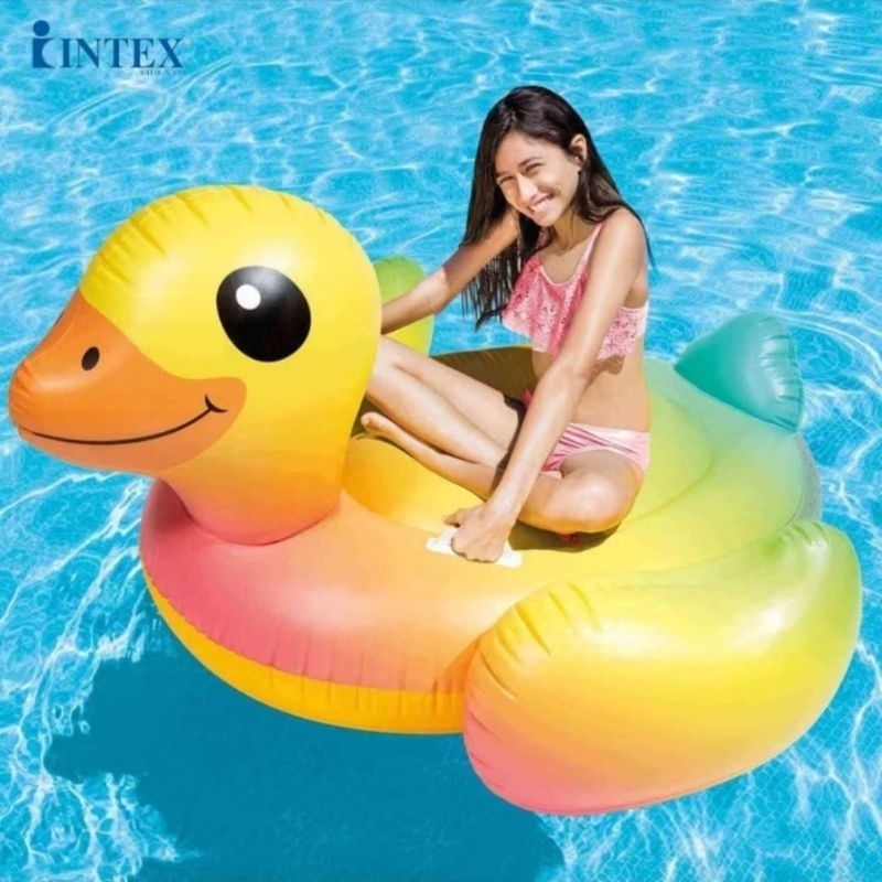 INTEX Pelampung Bebek Yellow Duck Ride On 57556