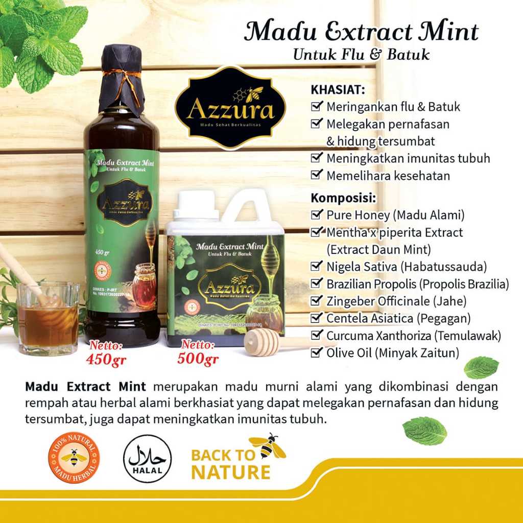 

Madu Azzura Extract Mint Flu Batuk dan Hidung Tersumbat
