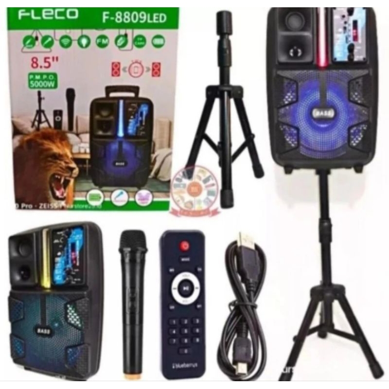 SPEKAR BLUETOOTH KARAOKE 8'5 INCH FLECO 8809+STAND+MIC WIRERESS