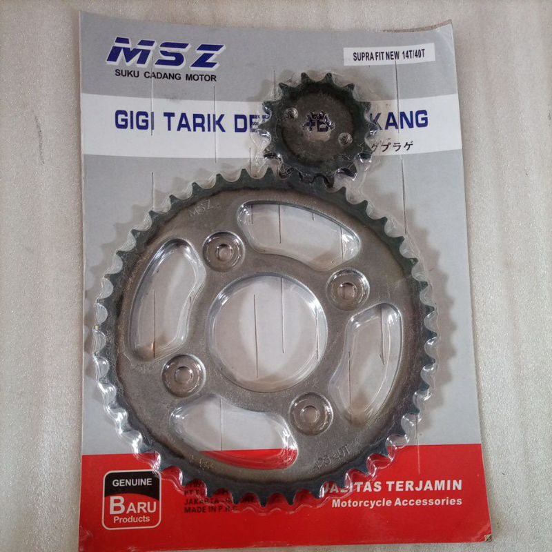 GEAR GIR SET KHARISMA.SUPRA FIT NEW.REVO ABSOLUT.SUPRA X 125.KIRANA UKURAN 14T/40T