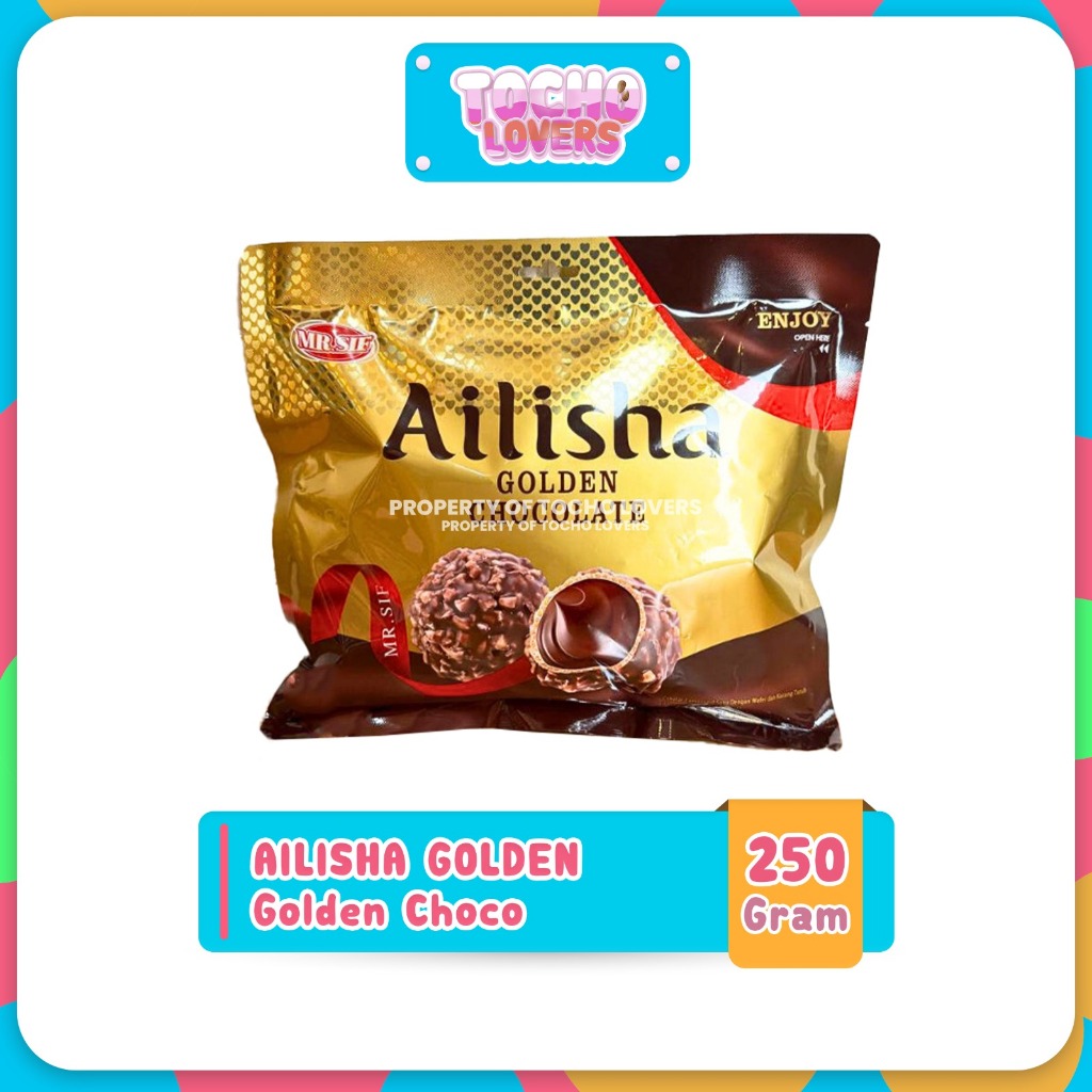 

Ailisha Golden Chocolate 250g Ailisha Cookie Coated Chocolate - Rasa Golden Chocolate 250GR Wafer Ball
