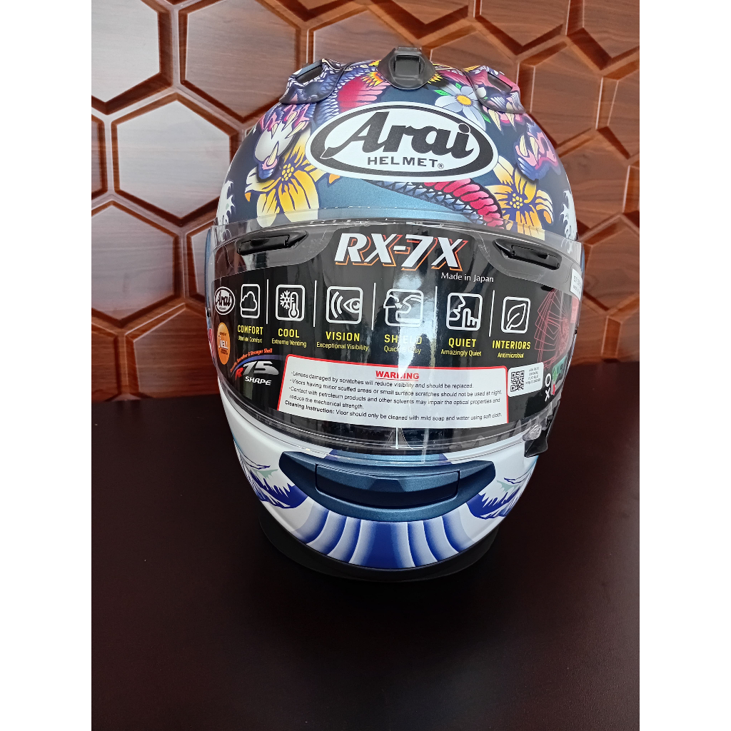 ARAI RX7X ORIENTAL FLAT BLUE SNI (BERHADIAH VISOR IRIDIUM RED GOLD DAN BALACLAVA)