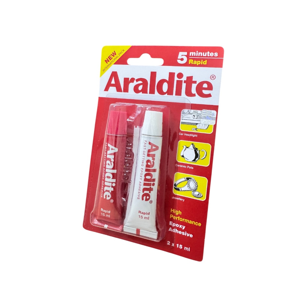 

ARALDITE MERAH LEM 3MENIT /LEM BESI EPOXY RAPID MINUTES ADHESIVE 30ML