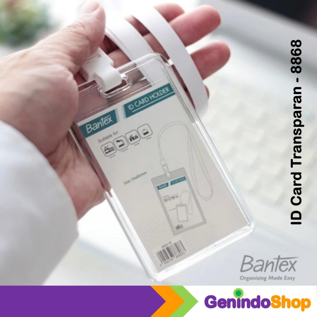 

Tempat Kartu Nama / Bantex Transparant ID Card Holder Lanyard Potrait 8868