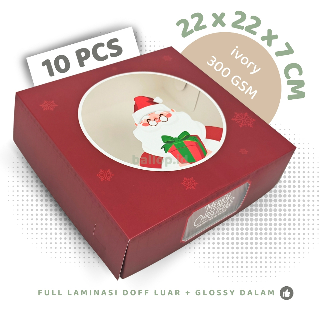 

[10PCS] NATAL 22 22 7 CM Dus Santa Kotak Hampers Box Christmas Laminasi Merah Maron Perayaan