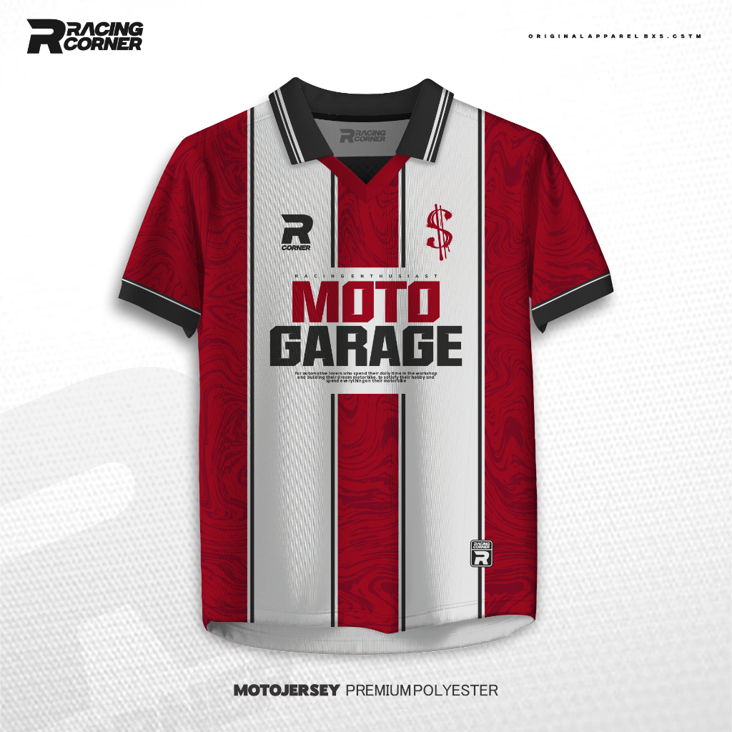 RACING CORNER | JERSEY MOTOR PREMIUM JERSEY LENGAN PENDEK VINTAGE RACE MOTOGARAGE KAOS MOTOR | BXS.C